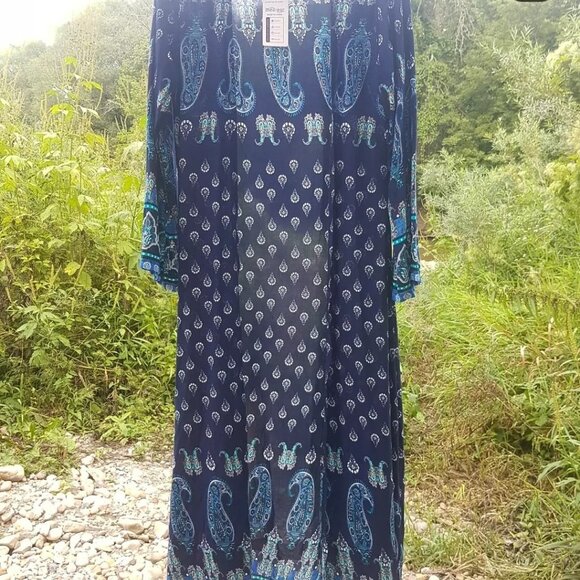Absolutely stunning duster kimono in a striking paisley, Indian inspired print!! - Picture 15 of 16